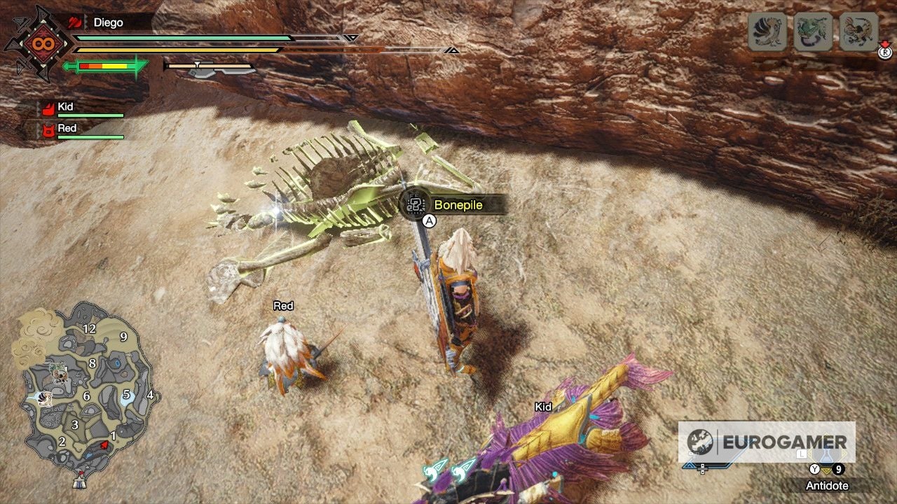 Monster Hunter Rise Bone locations How to get an Eroded Skeleton